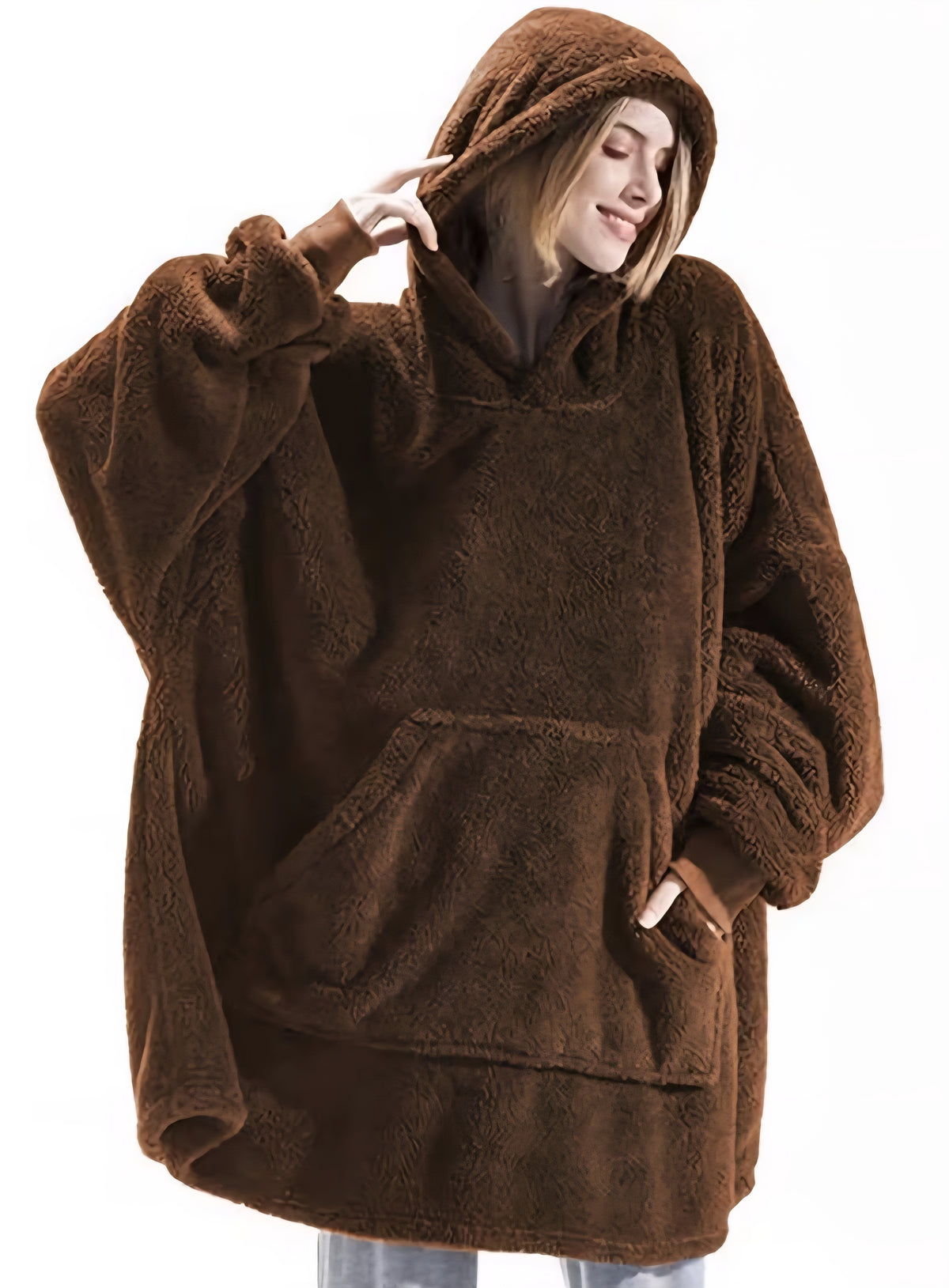 Oversized Sherpa™ Hoodie-Brown